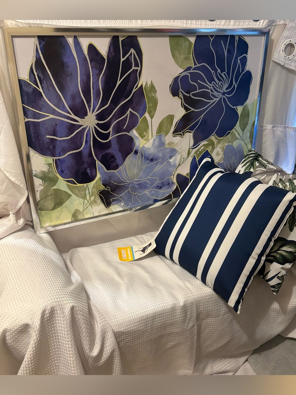 Botanical Blue Textured Canvas + Pillow Set
